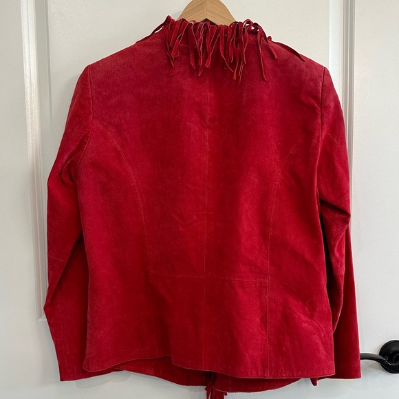Vintage red suede fringe jacket - sz small - Picture 9 of 10